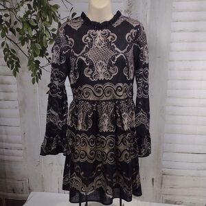 Endless Rose Black Over Nude Lace Dress Size S